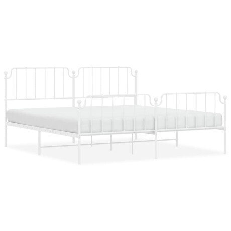vidaXL Bedframe met hoofd- en voeteneinde metaal wit 193x203 cm afbeelding2 - 1