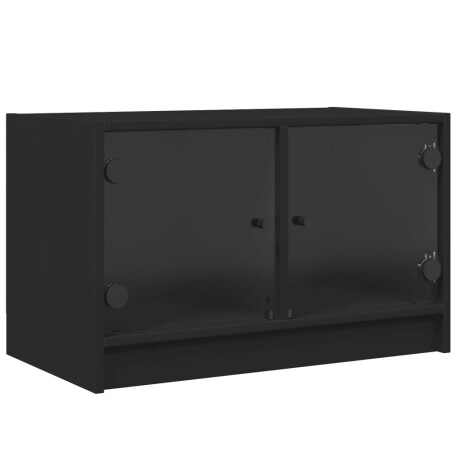 vidaXL Tv-meubel met glazen deuren 68x37x42 cm zwart afbeelding2 - 1