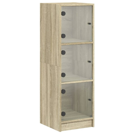 vidaXL Hoge kast met glazen deuren 35x37x109 cm sonoma eikenkleurig afbeelding2 - 1