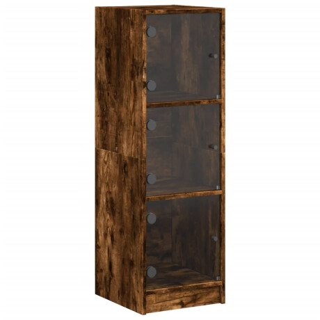 vidaXL Hoge kast met glazen deuren 35x37x109 cm gerookt eikenkleurig afbeelding2 - 1
