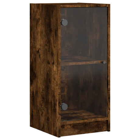 vidaXL Bijzetkast met glazen deuren 35x37x75,5 cm gerookt eikenkleurig afbeelding2 - 1