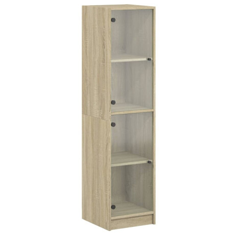 vidaXL Hoge kast met glazen deuren 35x37x142 cm sonoma eikenkleurig afbeelding2 - 1