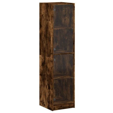 vidaXL Hoge kast met glazen deuren 35x37x142 cm gerookt eikenkleurig afbeelding2 - 1