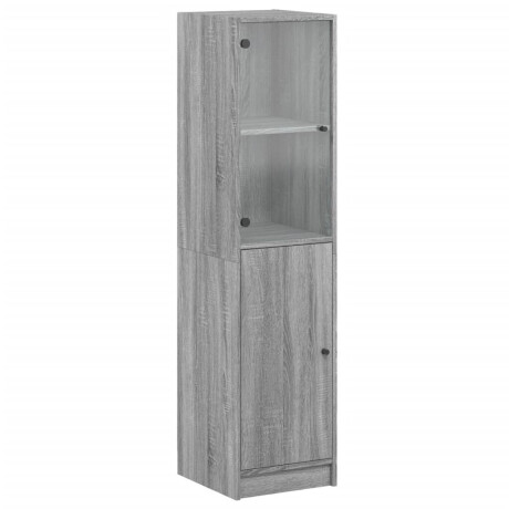 vidaXL Hoge kast met glazen deur 35x37x142 cm grijs sonoma eikenkleur afbeelding2 - 1