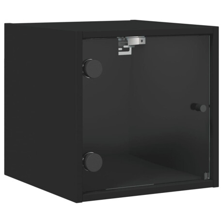 vidaXL Nachtkastje met glazen deur 35x37x35 cm zwart afbeelding2 - 1