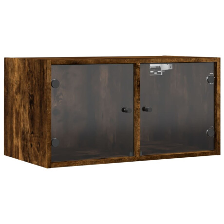 vidaXL Wandkast met glazen deuren 68,5x37x35 cm gerookt eikenkleurig afbeelding2 - 1