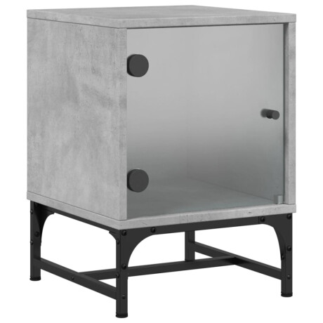 vidaXL Nachtkastje met glazen deur 35x37x50 cm betongrijs afbeelding2 - 1