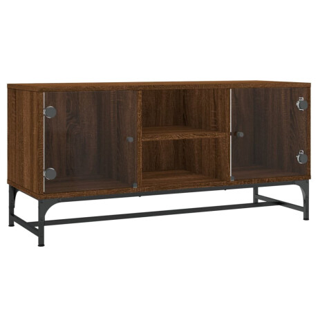 vidaXL Tv-meubel met glazen deuren 102x37x50 cm bruineikenkleurig afbeelding2 - 1