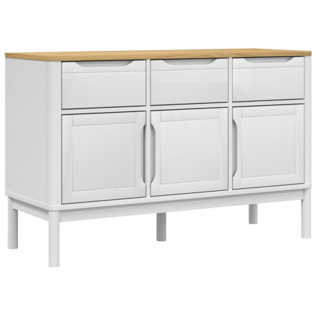 vidaXL Dressoir FLORO 114x43x74 cm massief grenenhout wit afbeelding2 - 1