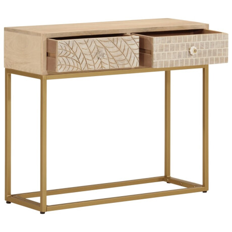 vidaXL Wandtafel 90x30x76 cm massief mangohout en ijzer afbeelding2 - 1