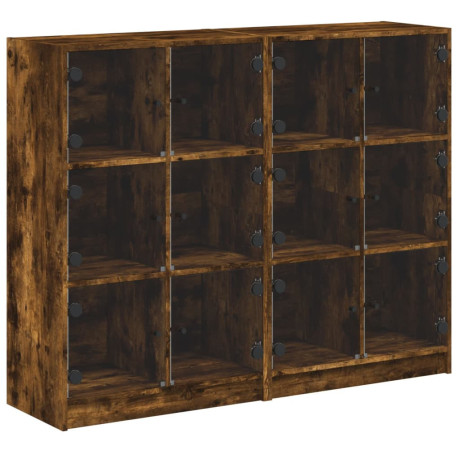 vidaXL Boekenkast met deuren 136x37x109 cm hout gerookt eikenkleurig afbeelding2 - 1