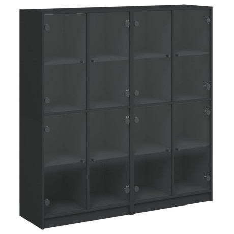 vidaXL Boekenkast met deuren 136x37x142 cm bewerkt hout zwart afbeelding2 - 1