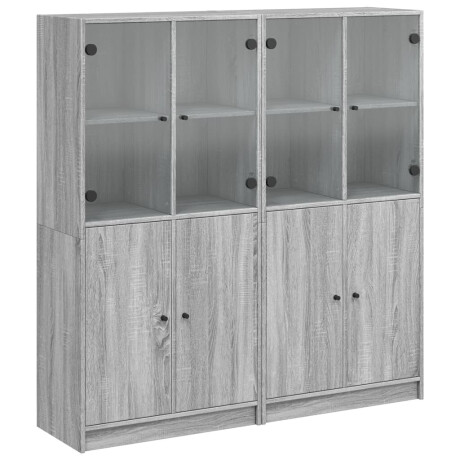 vidaXL Boekenkast met deuren 136x37x142 cm hout grijs sonoma eiken afbeelding2 - 1