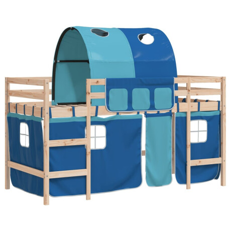 vidaXL Kinderhoogslaper met tunnel 80x200 cm massief grenenhout blauw afbeelding2 - 1