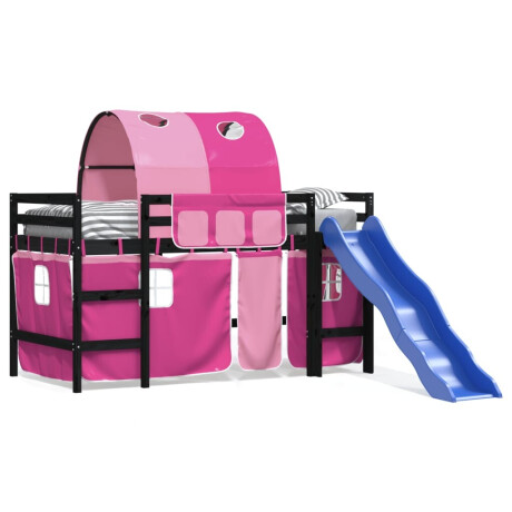 vidaXL Kinderhoogslaper met tunnel 80x200 cm massief grenenhout roze afbeelding2 - 1