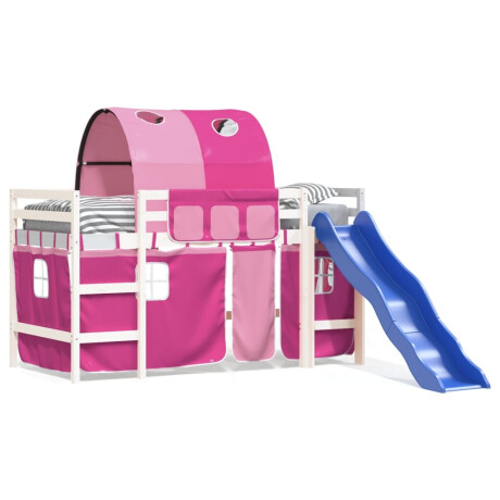 vidaXL Kinderhoogslaper met tunnel 90x190 cm massief grenenhout roze afbeelding2 - 1