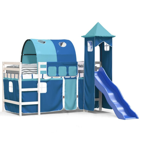 vidaXL Kinderhoogslaper met toren 80x200 cm massief grenenhout blauw afbeelding2 - 1