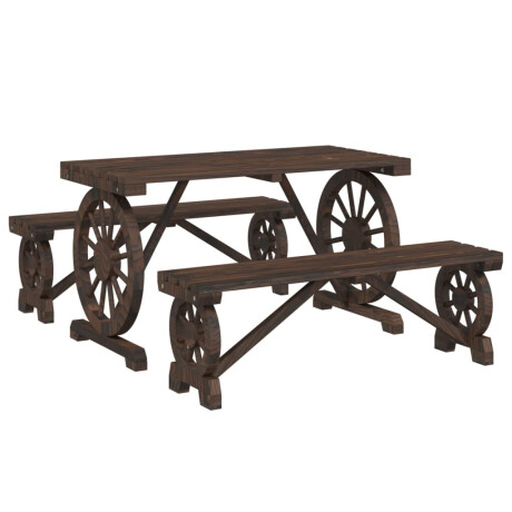 vidaXL 3-delige Tuinset massief vurenhout afbeelding2 - 1