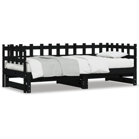 vidaXL Slaapbank uitschuifbaar 2x(80x200) cm massief grenenhout zwart afbeelding2 - 1