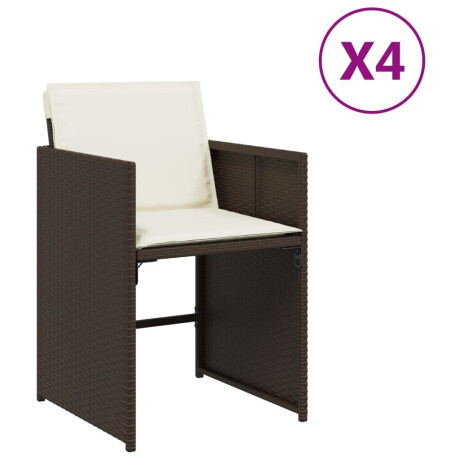 vidaXL Tuinstoelen 4 st met kussens poly rattan bruin afbeelding2 - 1