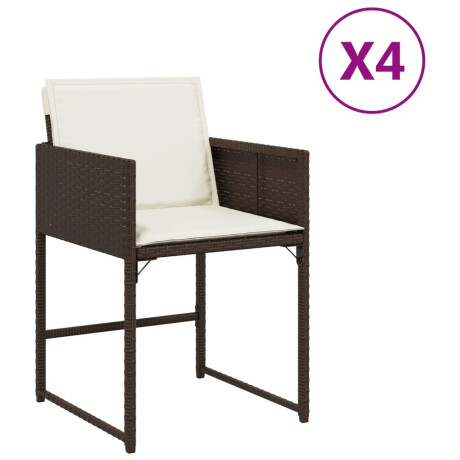vidaXL Tuinstoelen 4 st met kussens poly rattan bruin afbeelding2 - 1