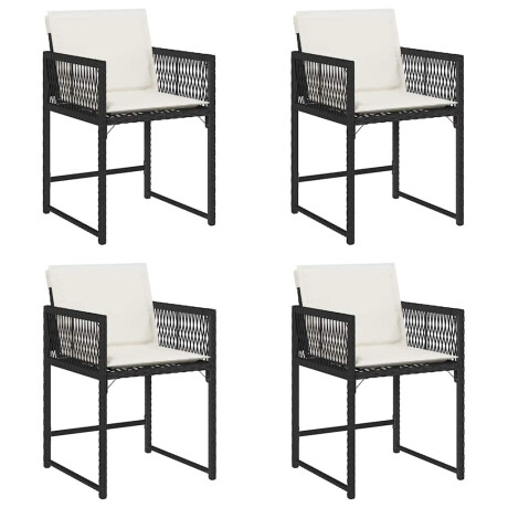 vidaXL Tuinstoelen 4 st met kussens poly rattan zwart afbeelding2 - 1