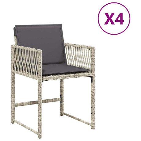 vidaXL Tuinstoelen 4 st met kussens poly rattan lichtgrijs afbeelding2 - 1