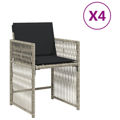 vidaXL Tuinstoelen 4 st met kussens poly rattan lichtgrijs afbeelding2 - 1