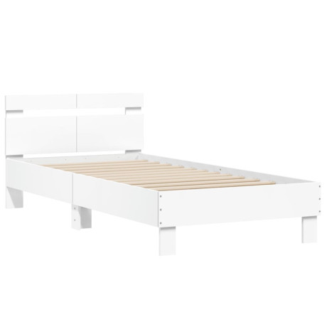 vidaXL Bedframe met hoofdbord bewerkt hout wit 100x200 cm afbeelding2 - 1