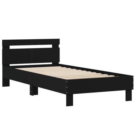 vidaXL Bedframe met hoofdbord bewerkt hout zwart 100x200 cm afbeelding2 - 1