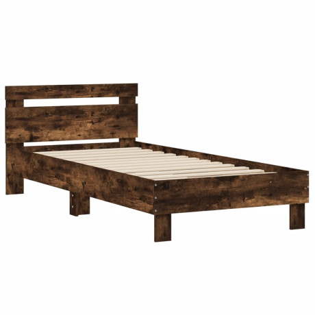 vidaXL Bedframe met hoofdeinde bewerkt hout gerookt eiken 90x200 cm afbeelding2 - 1