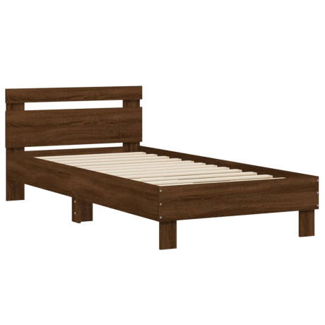 vidaXL Bedframe met hoofdeinde bewerkt hout bruineikenkleur 90x200 cm afbeelding2 - 1