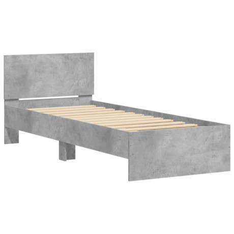 vidaXL Bedframe met hoofdeinde bewerkt hout betongrijs 90x200 cm afbeelding2 - 1