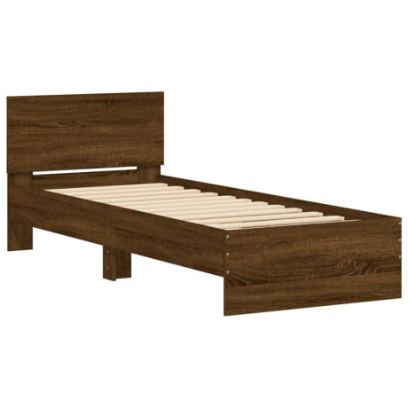 vidaXL Bedframe met hoofdeinde bewerkt hout bruineikenkleur 90x200 cm afbeelding2 - 1