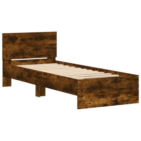 vidaXL Bedframe met hoofdeinde bewerkt hout gerookt eiken 90x190 cm afbeelding2 - 1