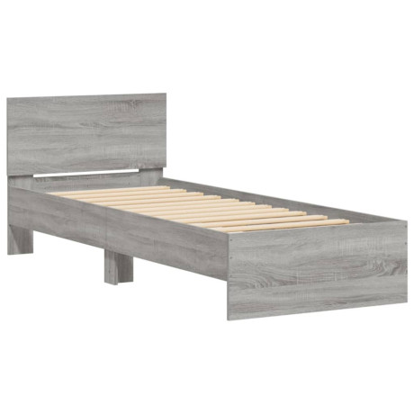 vidaXL Bedframe met hoofdbord bewerkt hout grijs sonoma 75x190 cm afbeelding2 - 1