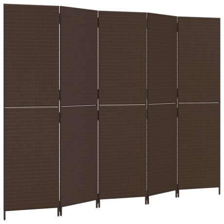 vidaXL Kamerscherm 5 panelen poly rattan bruin afbeelding2 - 1