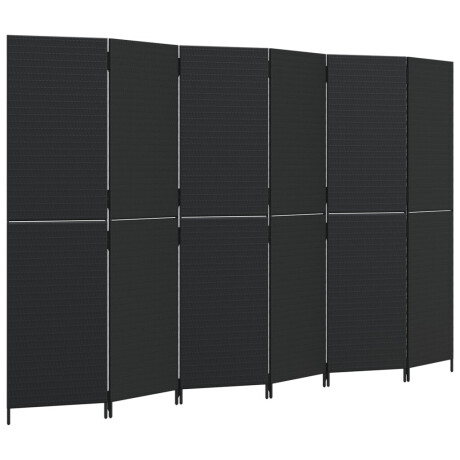 vidaXL Kamerscherm 6 panelen poly rattan zwart afbeelding2 - 1