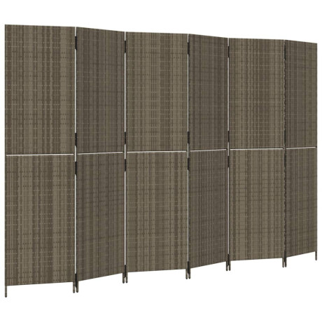 vidaXL Kamerscherm 6 panelen poly rattan grijs afbeelding2 - 1