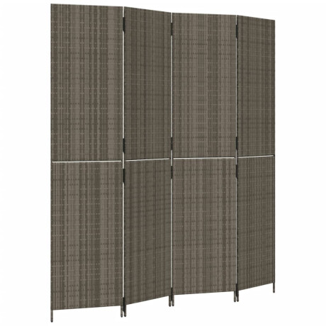 vidaXL Kamerscherm 4 panelen poly rattan grijs afbeelding2 - 1