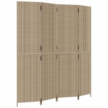 vidaXL Kamerscherm 4 panelen poly rattan beige afbeelding2 - 1