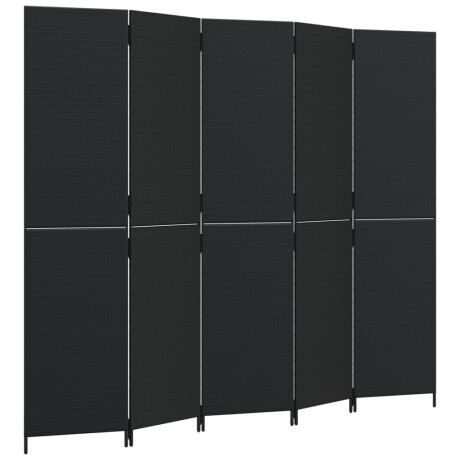 vidaXL Kamerscherm 5 panelen poly rattan zwart afbeelding2 - 1