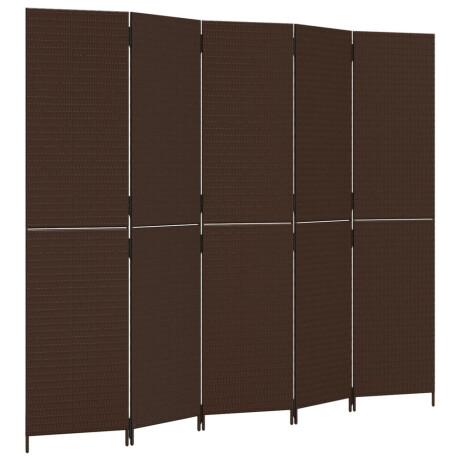 vidaXL Kamerscherm 5 panelen poly rattan bruin afbeelding2 - 1