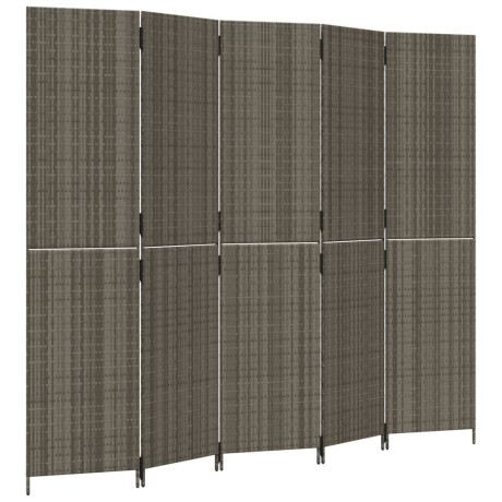 vidaXL Kamerscherm 5 panelen poly rattan grijs afbeelding2 - 1
