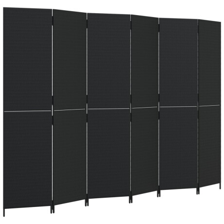 vidaXL Kamerscherm 6 panelen poly rattan zwart afbeelding2 - 1