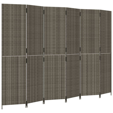 vidaXL Kamerscherm 6 panelen poly rattan grijs afbeelding2 - 1