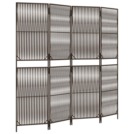 vidaXL Kamerscherm 4 panelen poly rattan bruin afbeelding2 - 1