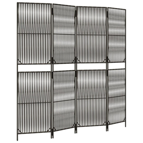 vidaXL Kamerscherm 4 panelen poly rattan grijs afbeelding2 - 1