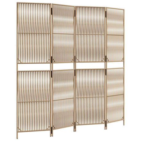 vidaXL Kamerscherm 4 panelen poly rattan beige afbeelding2 - 1