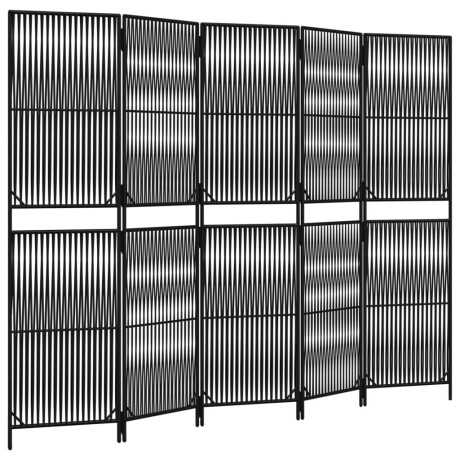 vidaXL Kamerscherm 5 panelen poly rattan zwart afbeelding2 - 1